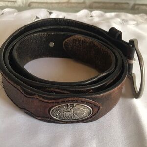 Browning Brown Leather Belt with silver Buck design